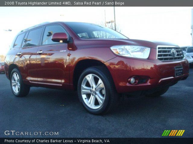 2008 Toyota Highlander Limited 4WD in Salsa Red Pearl