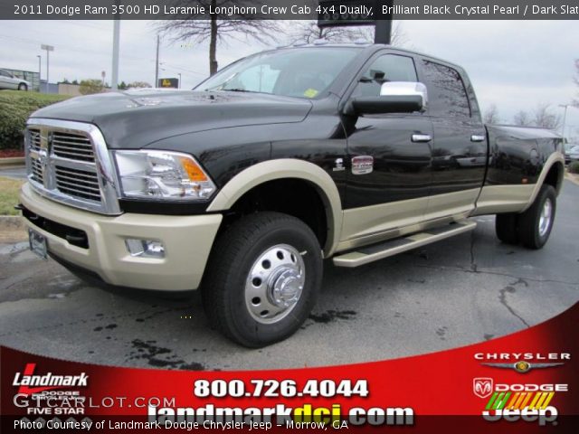 2011 Dodge Ram 3500 HD Laramie Longhorn Crew Cab 4x4 Dually in Brilliant Black Crystal Pearl