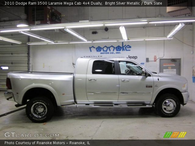 2010 Dodge Ram 3500 Laramie Mega Cab 4x4 Dually in Bright Silver Metallic