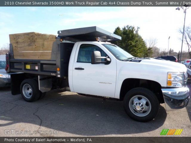 2010 Chevrolet Silverado 3500HD Work Truck Regular Cab 4x4 Chassis Dump Truck in Summit White
