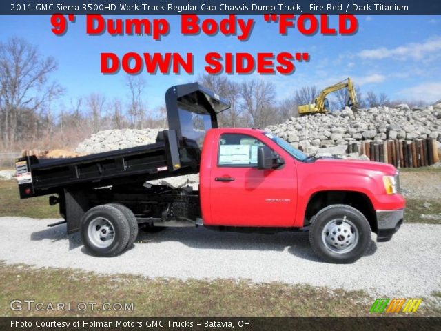 2011 GMC Sierra 3500HD Work Truck Regular Cab Chassis Dump Truck in Fire Red