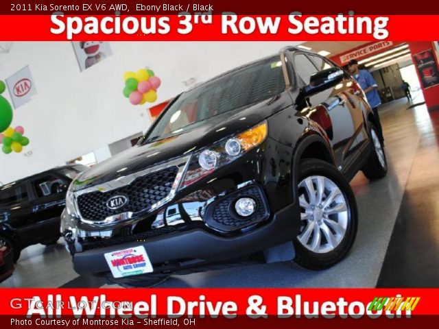 2011 Kia Sorento EX V6 AWD in Ebony Black