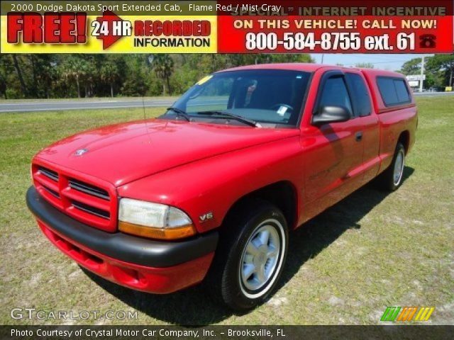 2000 Dodge Dakota Sport Extended Cab in Flame Red