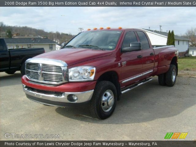 2008 Dodge Ram 3500 Big Horn Edition Quad Cab 4x4 Dually in Inferno Red Crystal Pearl