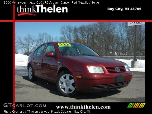 2000 Volkswagen Jetta GLX VR6 Sedan in Canyon Red Metallic