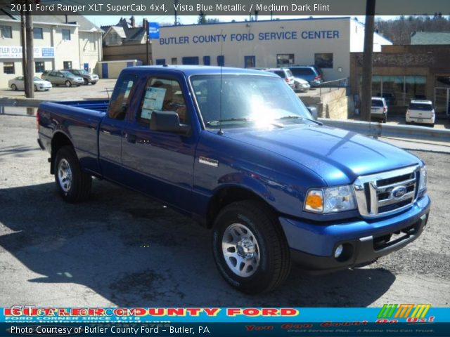 2011 Ford Ranger XLT SuperCab 4x4 in Vista Blue Metallic