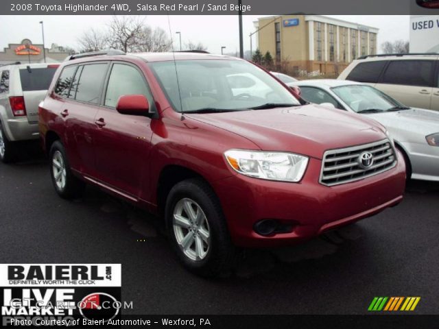 2008 Toyota Highlander 4WD in Salsa Red Pearl