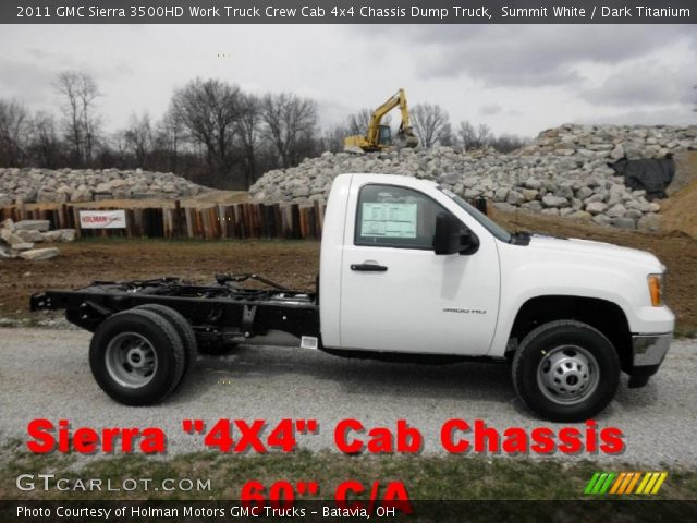 2011 GMC Sierra 3500HD Work Truck Crew Cab 4x4 Chassis Dump Truck in Summit White