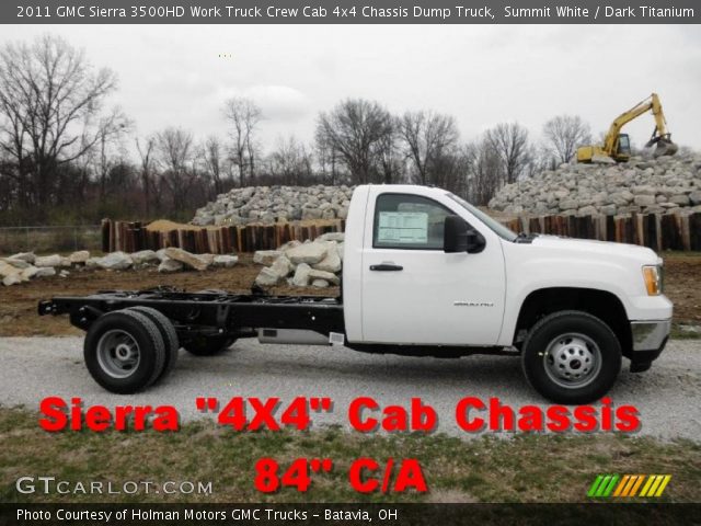 2011 GMC Sierra 3500HD Work Truck Crew Cab 4x4 Chassis Dump Truck in Summit White