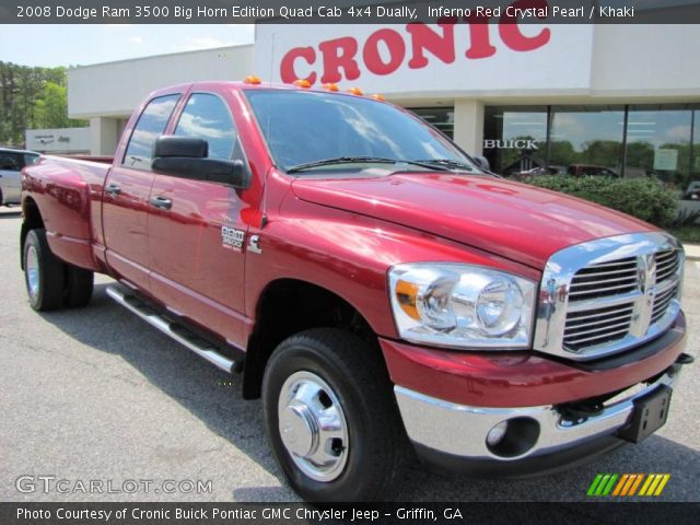 2008 Dodge Ram 3500 Big Horn Edition Quad Cab 4x4 Dually in Inferno Red Crystal Pearl