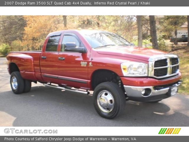 2007 Dodge Ram 3500 SLT Quad Cab 4x4 Dually in Inferno Red Crystal Pearl
