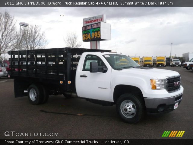 2011 GMC Sierra 3500HD Work Truck Regular Cab 4x4 Chassis in Summit White