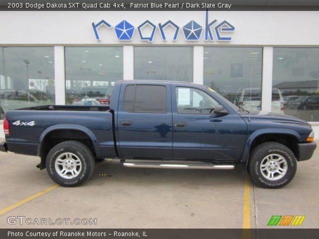 2003 Dodge Dakota SXT Quad Cab 4x4 in Patriot Blue Pearl