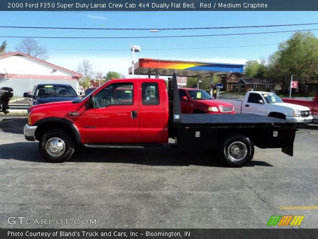 2000 Ford F350 Super Duty Lariat Crew Cab 4x4 Dually Flat Bed in Red