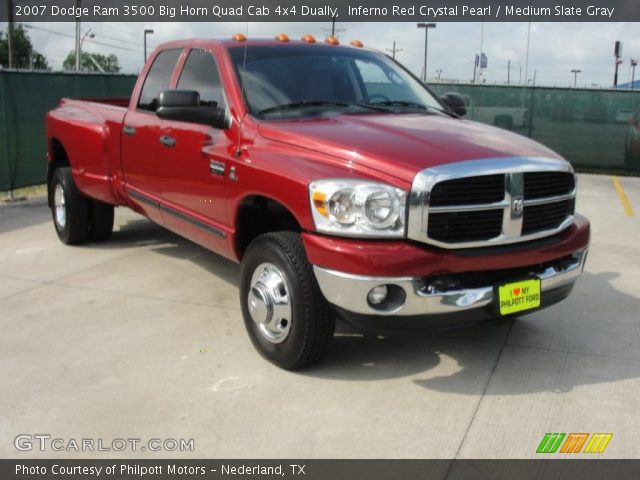 2007 Dodge Ram 3500 Big Horn Quad Cab 4x4 Dually in Inferno Red Crystal Pearl