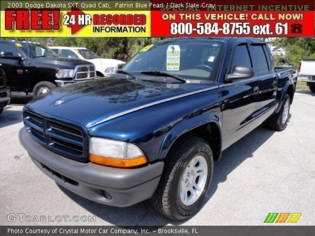 2003 Dodge Dakota SXT Quad Cab in Patriot Blue Pearl