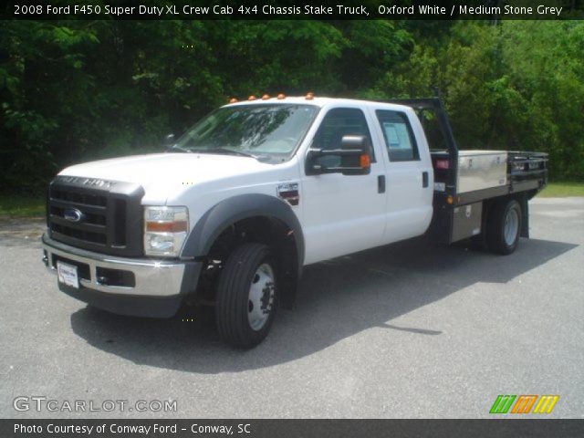 2008 Ford F450 Super Duty XL Crew Cab 4x4 Chassis Stake Truck in Oxford White