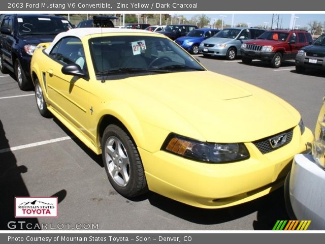 2003 Ford Mustang V6 Convertible in Zinc Yellow
