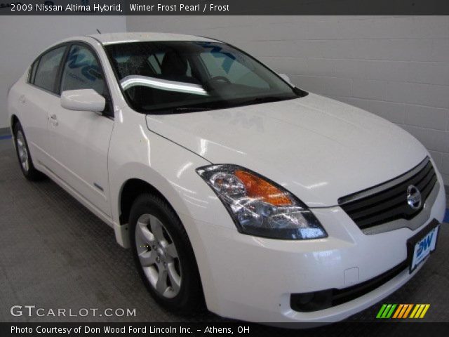 2009 Nissan Altima Hybrid in Winter Frost Pearl