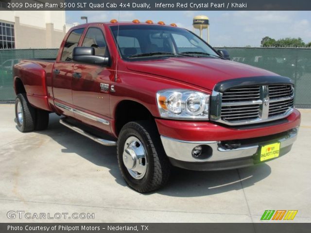 2009 Dodge Ram 3500 SLT Quad Cab 4x4 Dually in Inferno Red Crystal Pearl