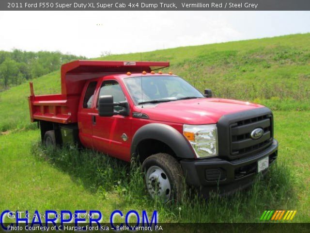 2011 Ford F550 Super Duty XL Super Cab 4x4 Dump Truck in Vermillion Red