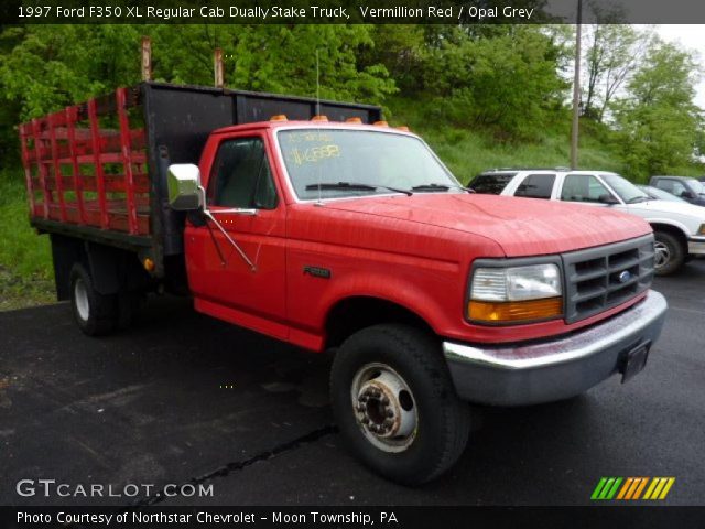 1997 Ford F350 XL Regular Cab Dually Stake Truck in Vermillion Red