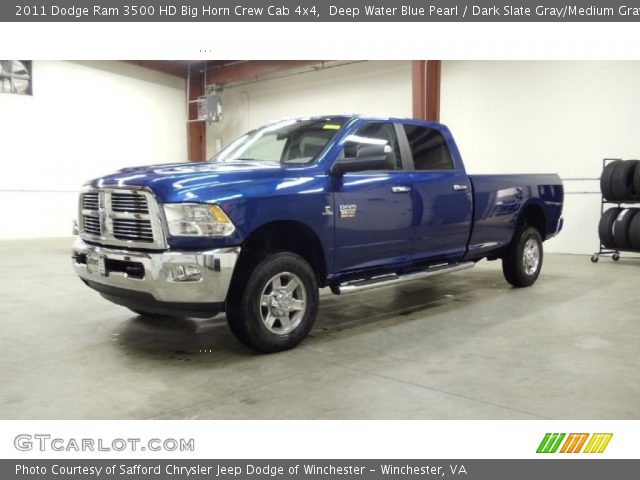 2011 Dodge Ram 3500 HD Big Horn Crew Cab 4x4 in Deep Water Blue Pearl