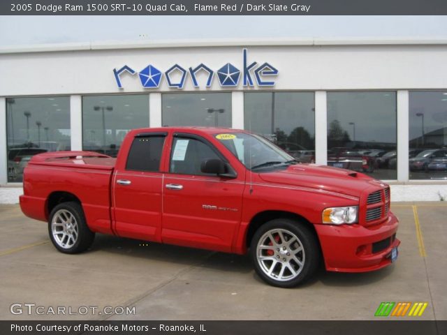 Flame Red 2005 Dodge Ram 1500 SRT10 Quad Cab with Dark Slate Gray interior