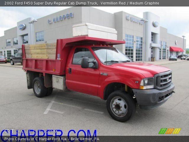 2002 Ford F450 Super Duty Regular Cab Dump Truck in Vermillion Red