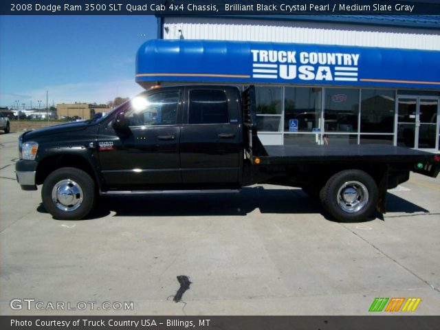 2008 Dodge Ram 3500 SLT Quad Cab 4x4 Chassis in Brilliant Black Crystal Pearl