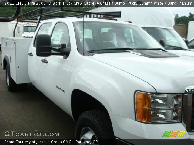 2011 GMC Sierra 3500HD Work Truck Crew Cab 4x4 Chassis Dump Truck in Summit White