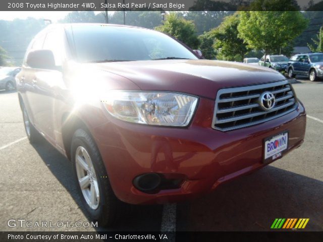 2008 Toyota Highlander 4WD in Salsa Red Pearl