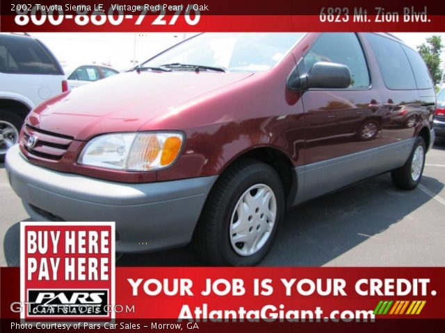 2002 Toyota Sienna LE in Vintage Red Pearl
