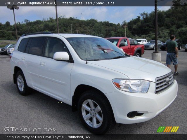 2008 Toyota Highlander 4WD in Blizzard White Pearl