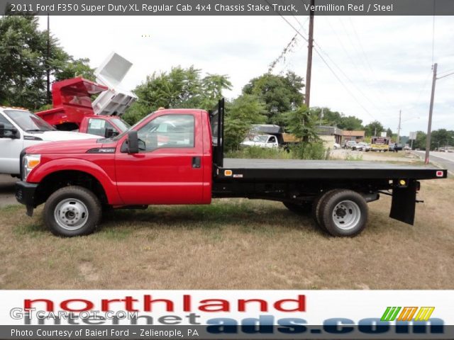 2011 Ford F350 Super Duty XL Regular Cab 4x4 Chassis Stake Truck in Vermillion Red