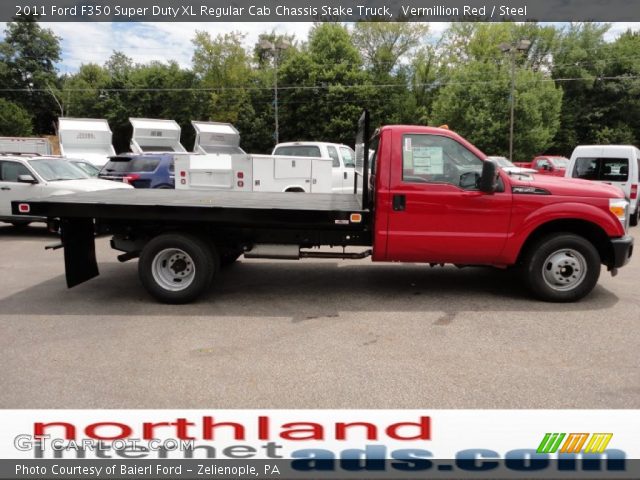 2011 Ford F350 Super Duty XL Regular Cab Chassis Stake Truck in Vermillion Red