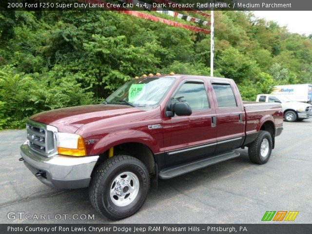 2000 Ford F250 Super Duty Lariat Crew Cab 4x4 in Dark Toreador Red Metallic