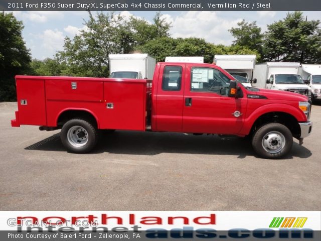 2011 Ford F350 Super Duty XL SuperCab 4x4 Chassis Commercial in Vermillion Red