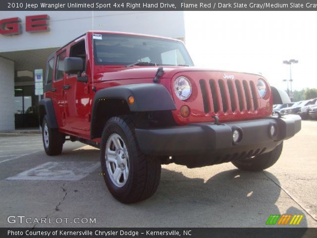 2010 Jeep Wrangler Unlimited Sport 4x4 Right Hand Drive in Flame Red