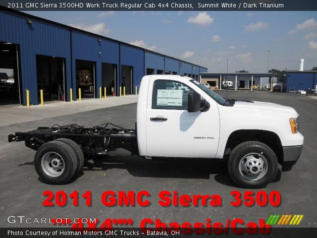 2011 GMC Sierra 3500HD Work Truck Regular Cab 4x4 Chassis in Summit White