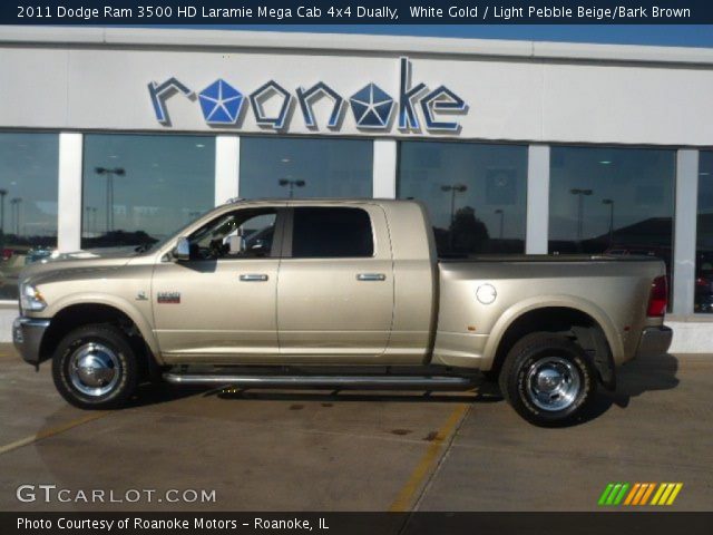 2011 Dodge Ram 3500 HD Laramie Mega Cab 4x4 Dually in White Gold