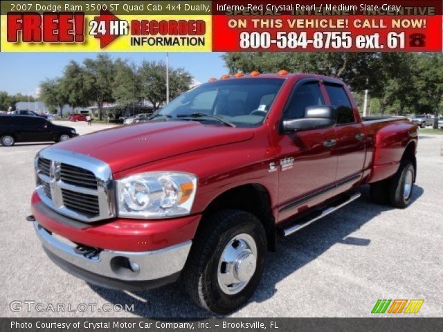 2007 Dodge Ram 3500 ST Quad Cab 4x4 Dually in Inferno Red Crystal Pearl