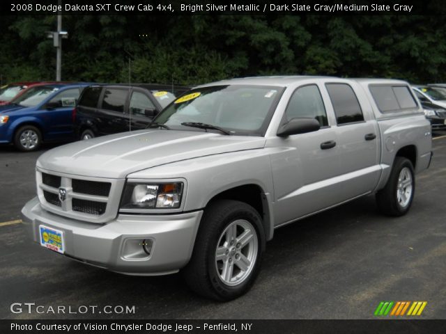 2008 Dodge Dakota SXT Crew Cab 4x4 in Bright Silver Metallic