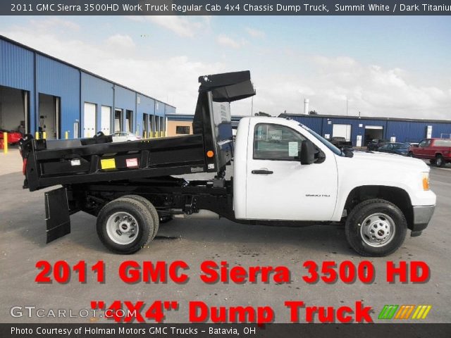 2011 GMC Sierra 3500HD Work Truck Regular Cab 4x4 Chassis Dump Truck in Summit White