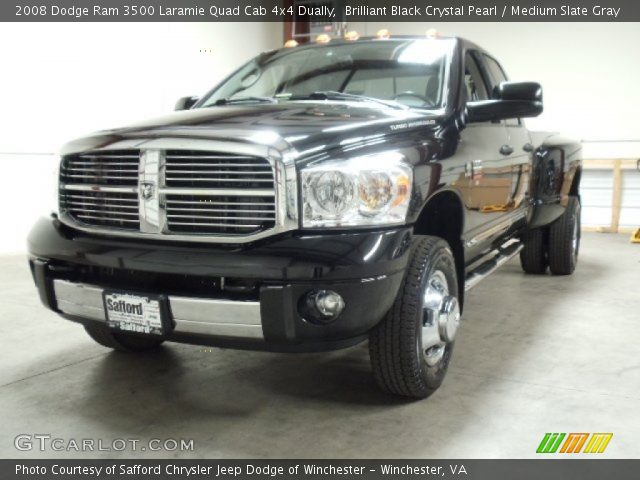 2008 Dodge Ram 3500 Laramie Quad Cab 4x4 Dually in Brilliant Black Crystal Pearl