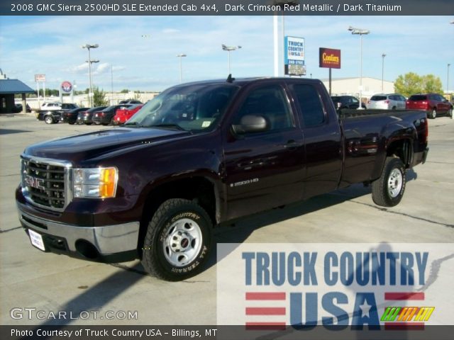 2008 GMC Sierra 2500HD SLE Extended Cab 4x4 in Dark Crimson Red Metallic