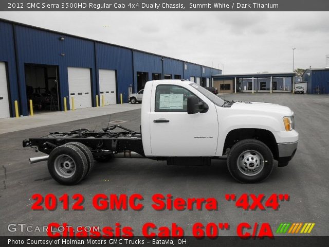 2012 GMC Sierra 3500HD Regular Cab 4x4 Dually Chassis in Summit White