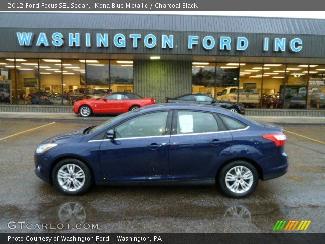 Kona Blue Metallic 2012 Ford Focus SEL Sedan with Charcoal Black interior 