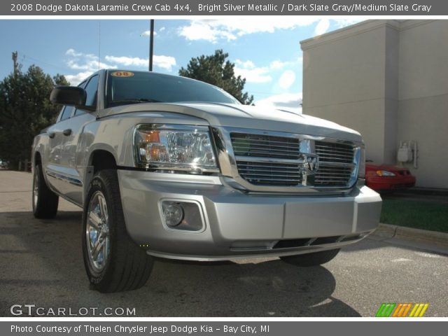 2008 Dodge Dakota Laramie Crew Cab 4x4 in Bright Silver Metallic