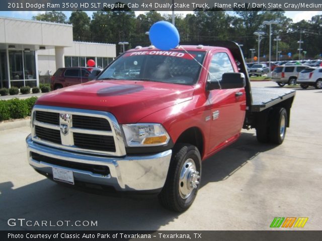 2011 Dodge Ram 3500 HD SLT Regular Cab 4x4 Dually Stake Truck in Flame Red